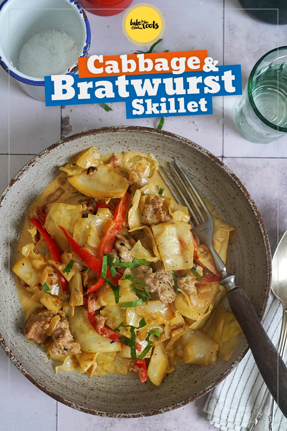 Cabbage, Bell Pepper & Bratwurst Skillet | Bake to the roots