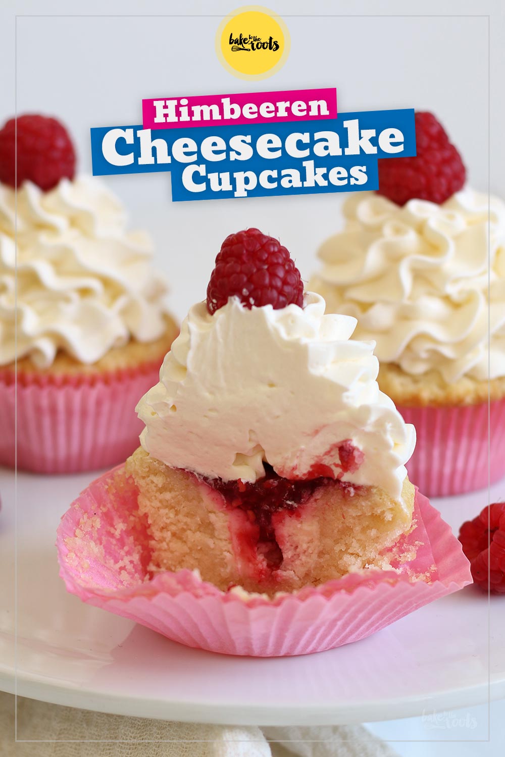 Himbeeren Cheesecake Cupcakes mit Weißer Schokolade