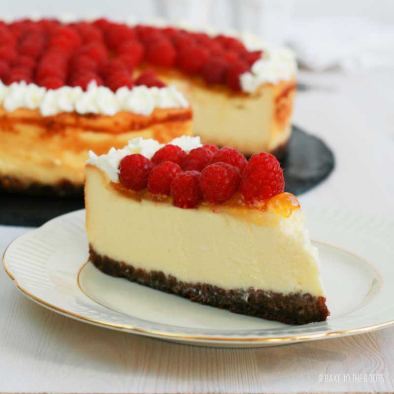 Raspberry Apricot Cheesecake with Chocolate Crusts | Bake to the roots