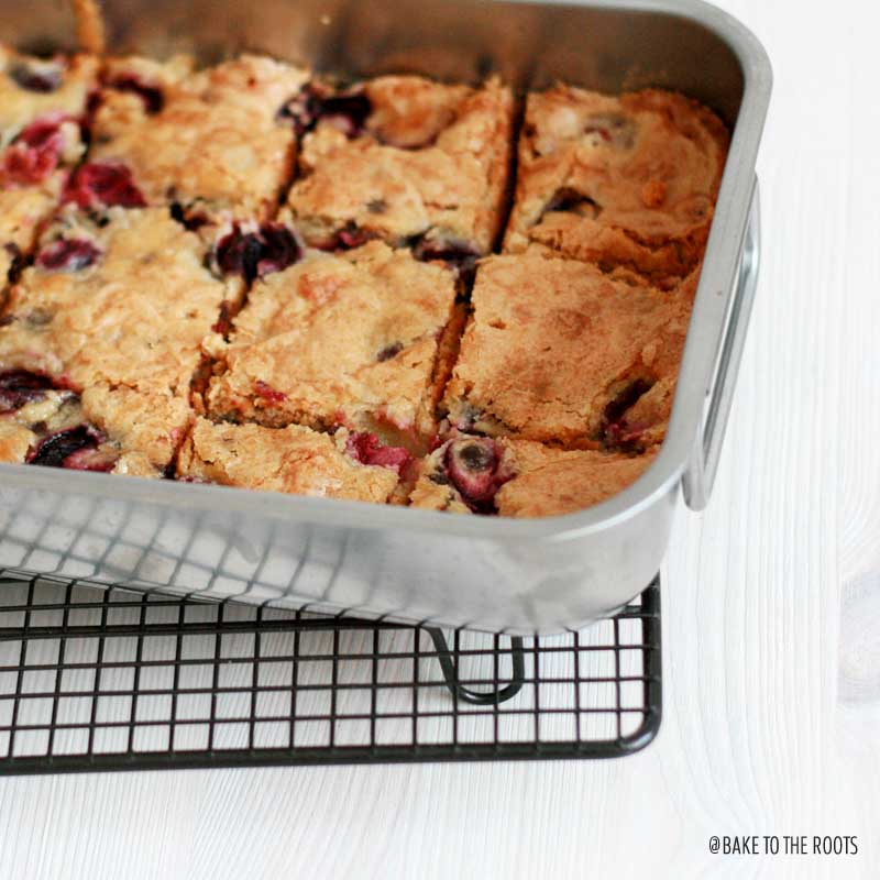 Cherry Chocolate Blondies | Bake to the roots