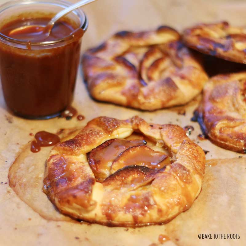 Apple Galettes with Whiskey Salted Caramel Sauce | Bake to the roots