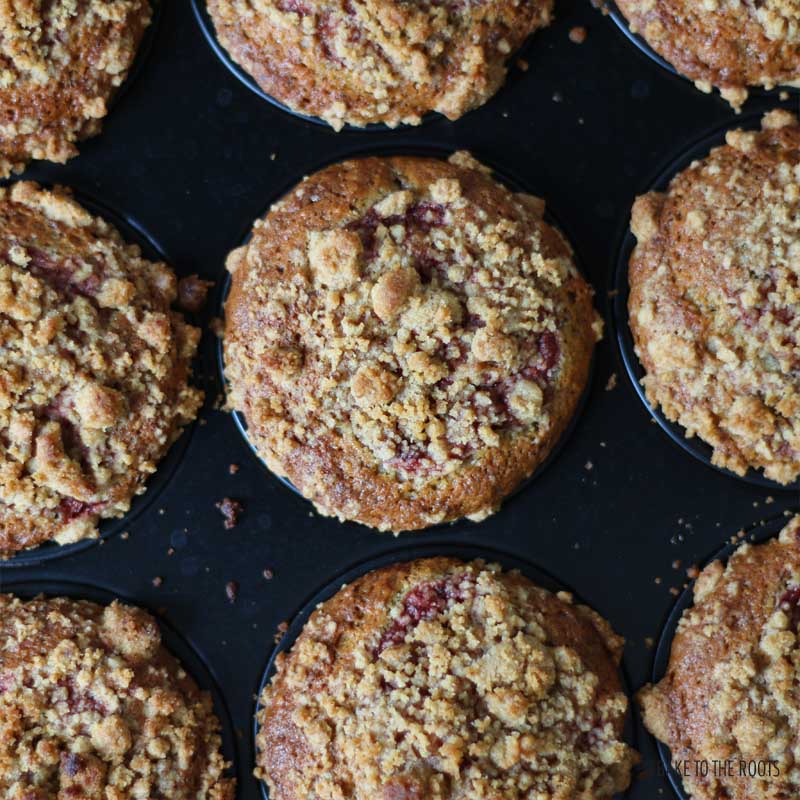 Roasted Plum Hazelnut Streusel Muffins | Bake to the roots