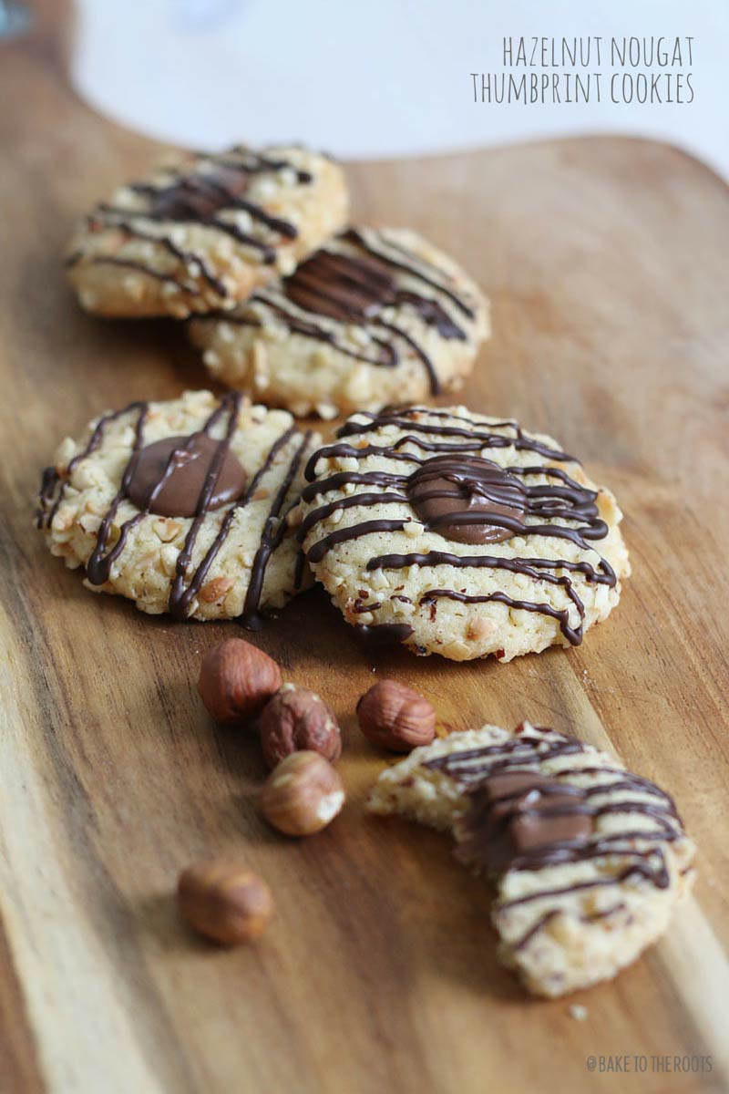 Hazelnut Nougat Thumbprint Cookies