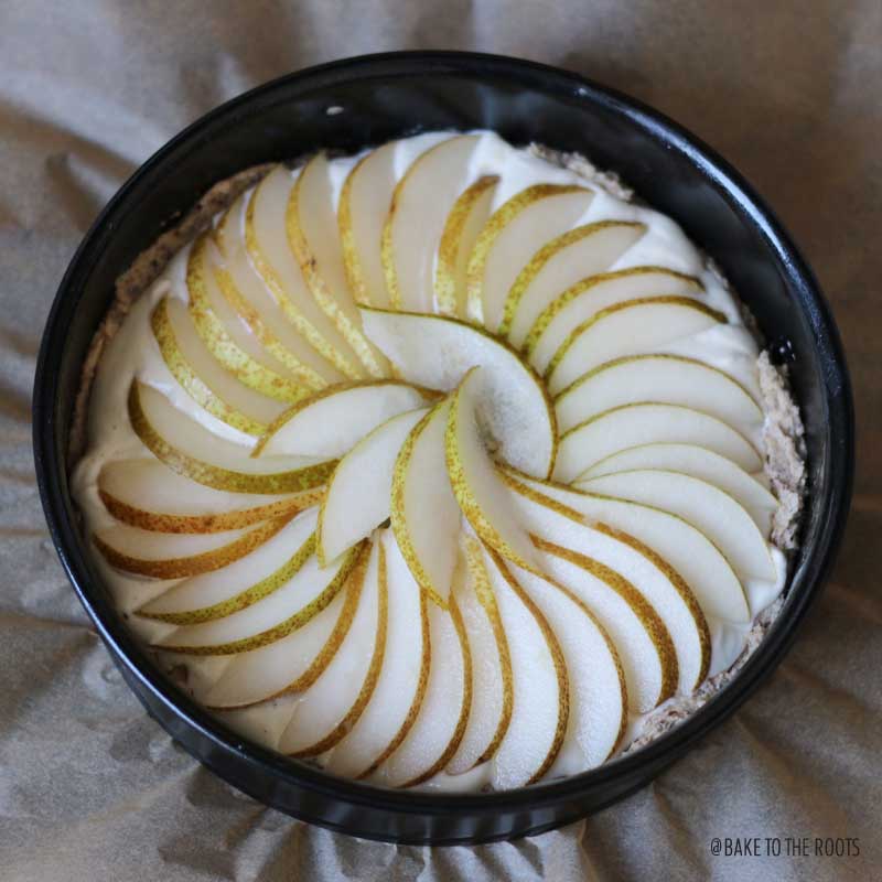 Pear Almond Cheesecake Tart | Bake to the roots