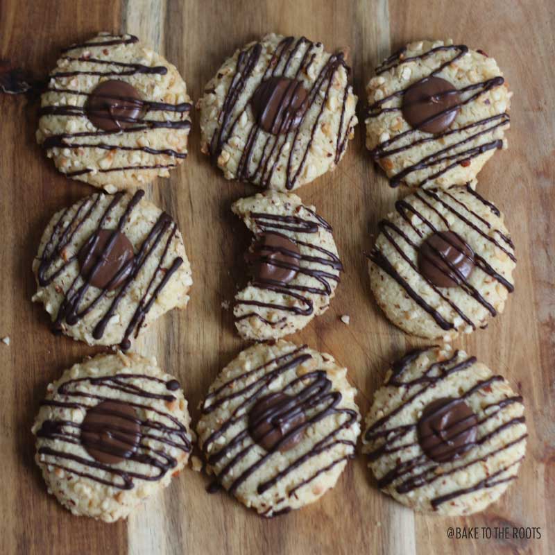 Hazelnut Nougat Thumbprint Cookies | Bake to the roots
