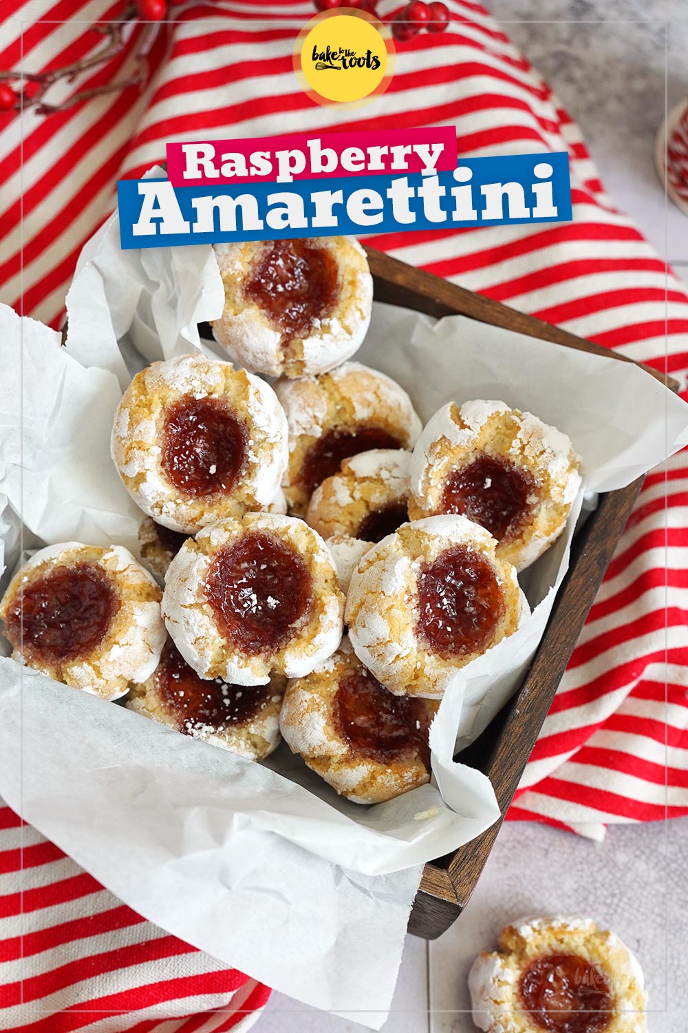 Raspberry Amarettini Xmas Cookies | Bake to the roots