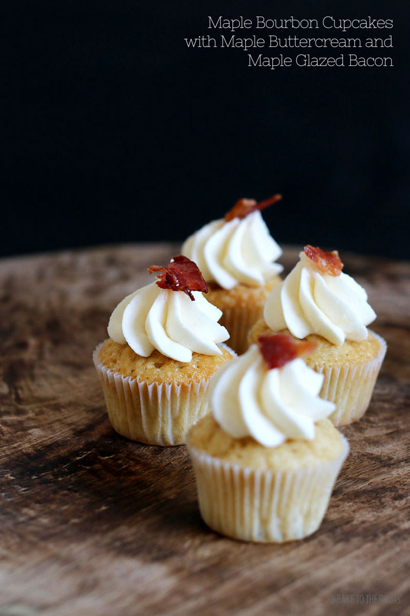 Maple Bourbon Cupcakes with Maple Buttercream and Maple Glazed Bacon | Bake to the roots