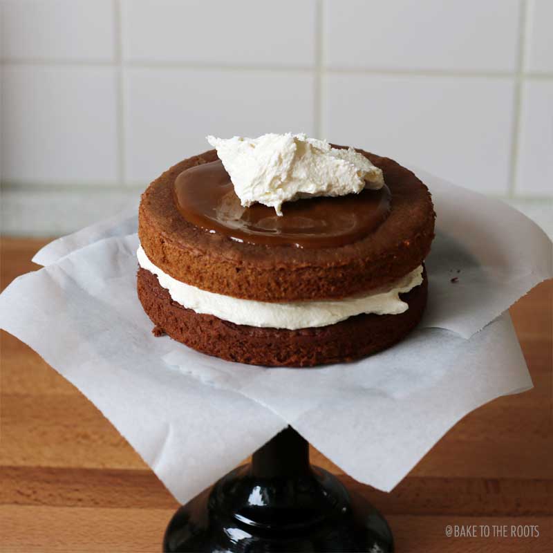Espresso Cake with Caramel and White Chocolate Buttercream | Bake to the roots