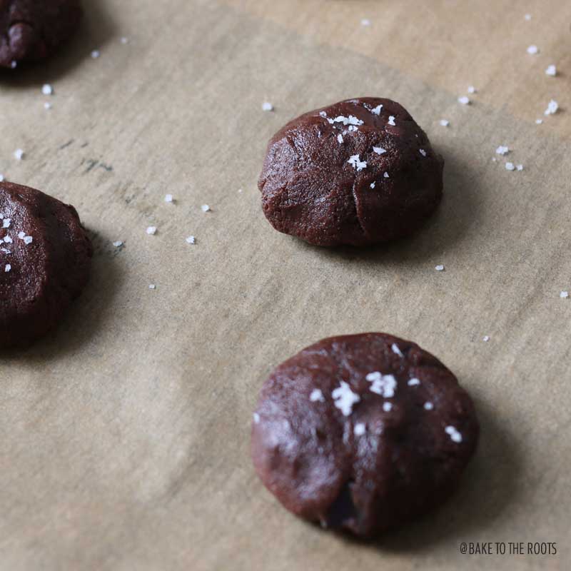 Double Chocolate Salted Caramel Cookies | Bake to the roots