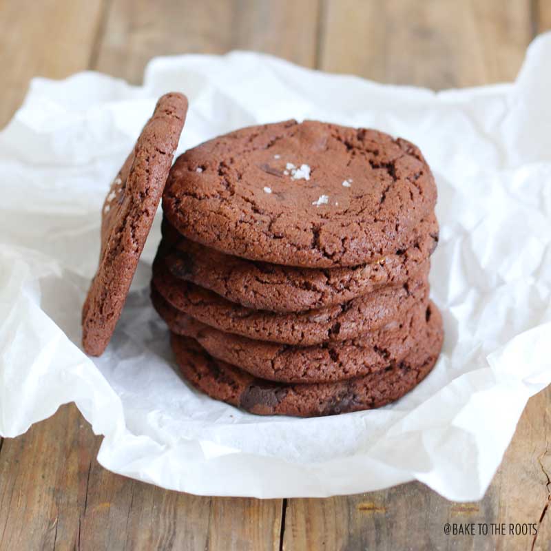 Double Chocolate Salted Caramel Cookies | Bake to the roots