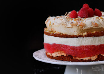 Rhubarb Raspberry Meringue Cake | Bake to the roots