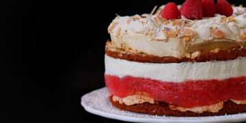 Rhubarb Raspberry Meringue Cake | Bake to the roots
