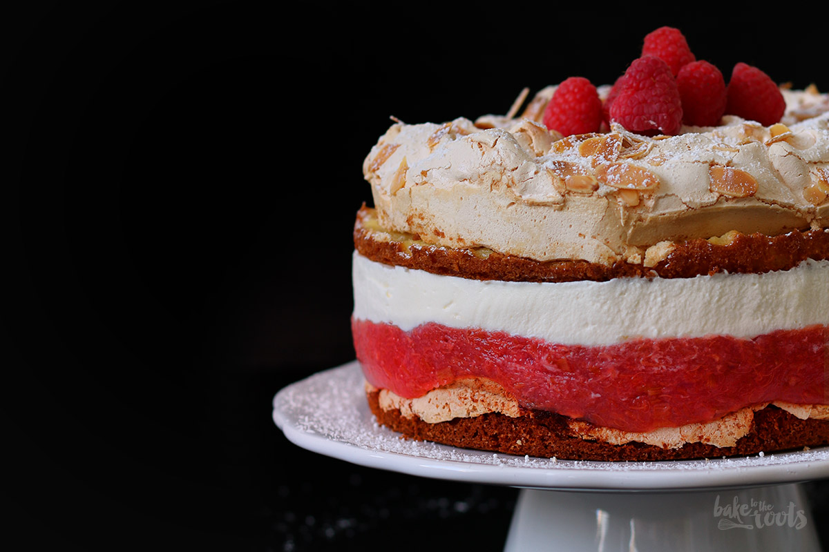 Rhubarb Raspberry Meringue Cake | Bake to the roots