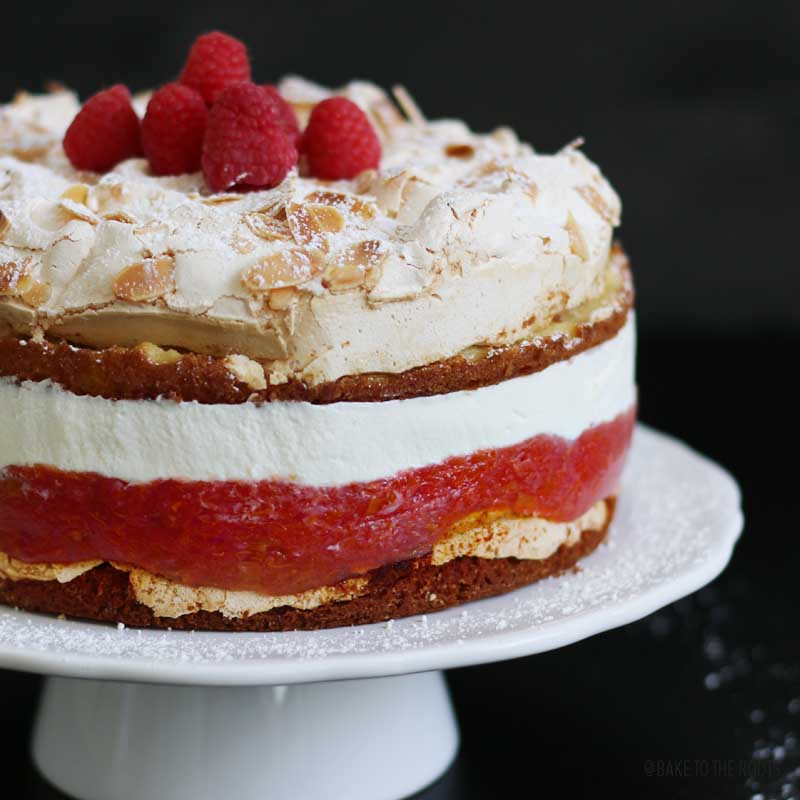 Rhubarb Raspberry Meringue Cake | Bake to the roots