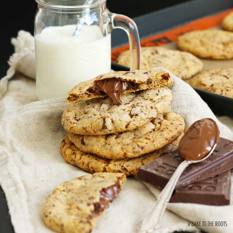 Nutella Stuffed Chocolate Cookies | Bake to the roots