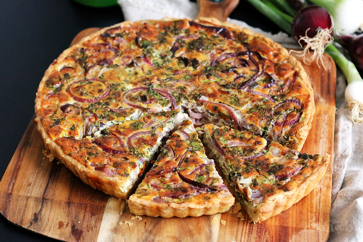 Herbs & Onion Quiche | Bake to the roots