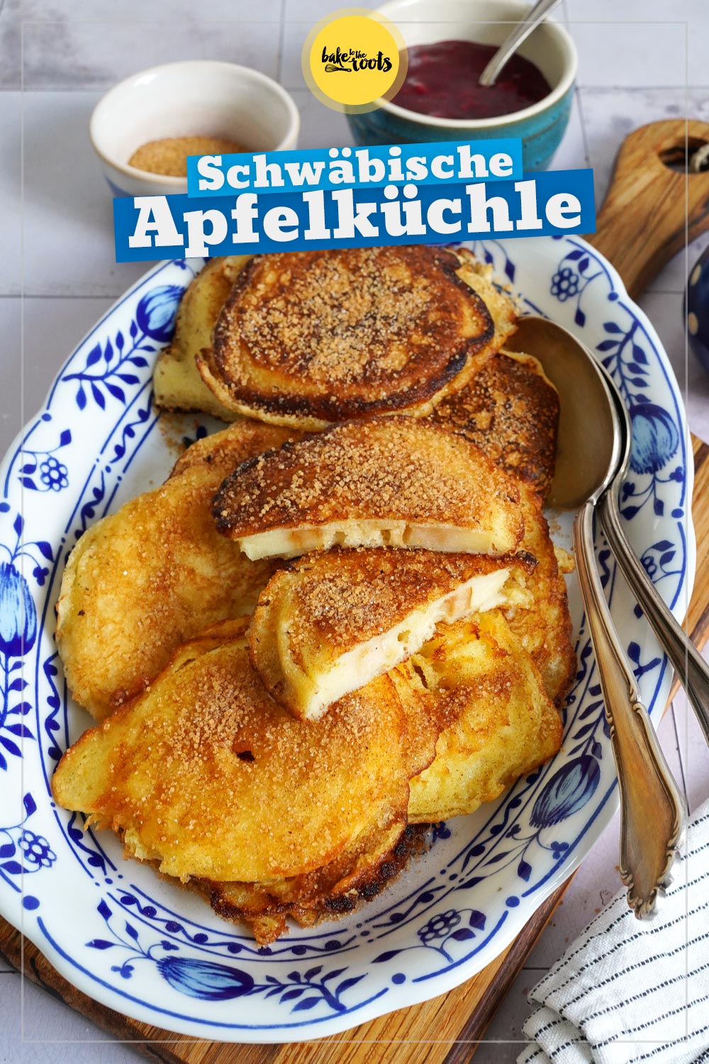 Schwäbische Apfelküchle mit Vanillesoße | Bake to the roots