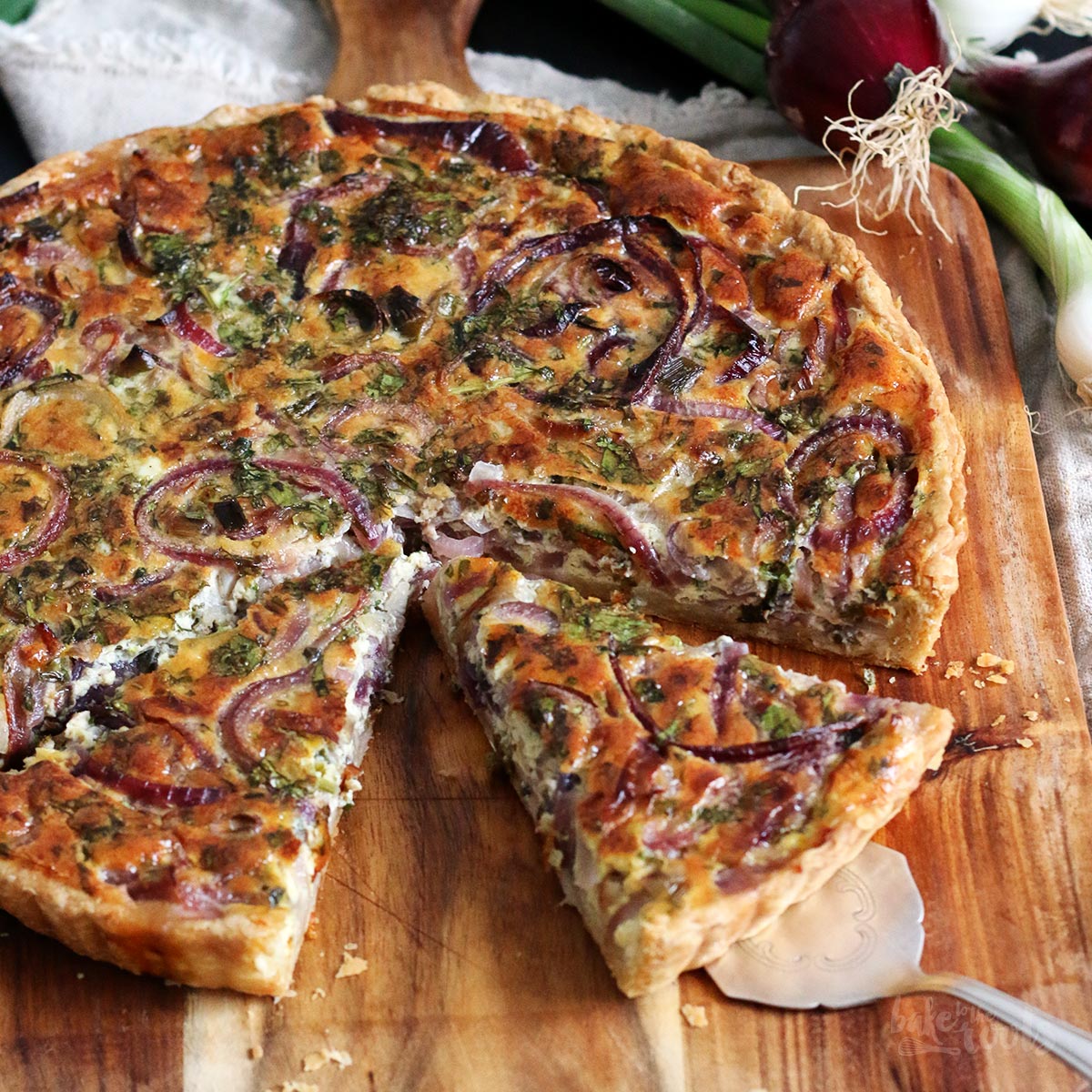 Herbs & Onion Quiche | Bake to the roots