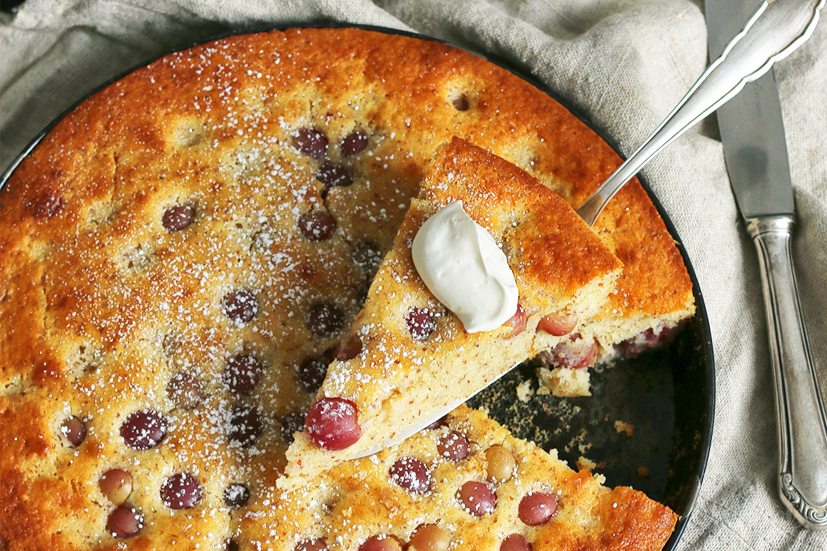 Olive Oil Cake with Red Grapes | Bake to the roots