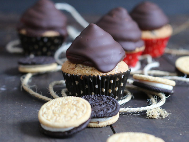 Oreo Nougat Cupcakes | Bake to the roots