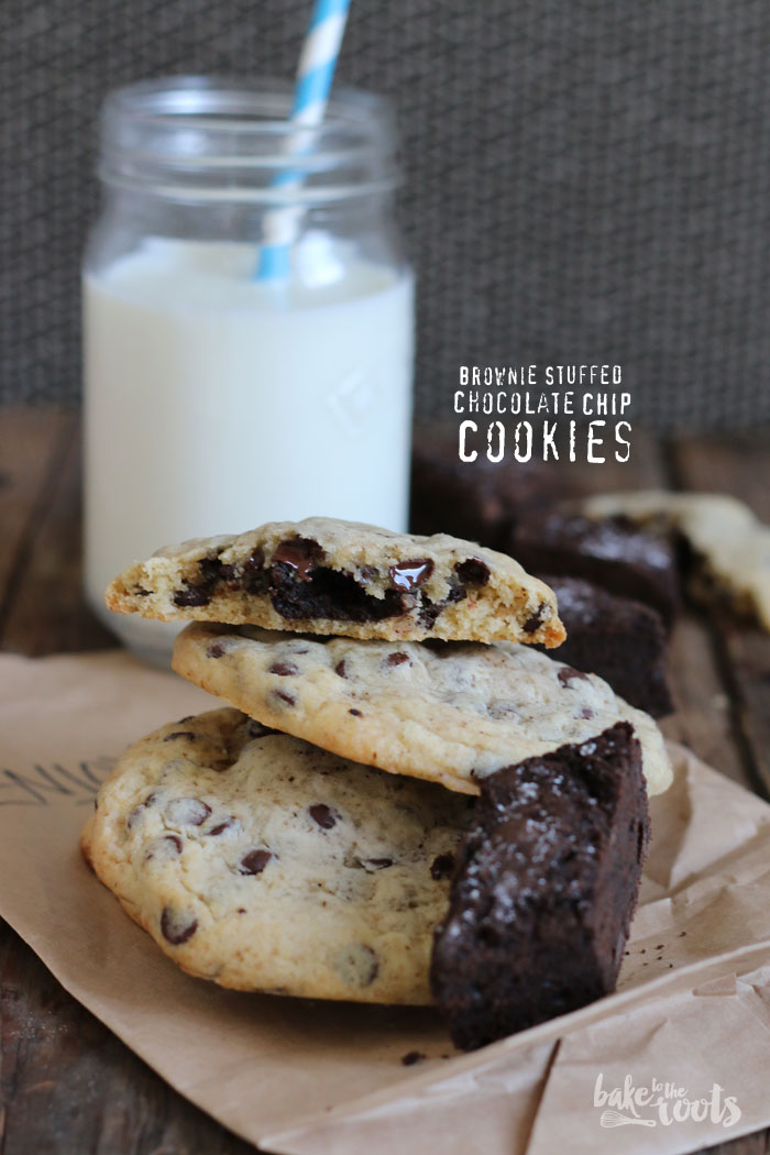 Brownie Stuffed Chocolate Chip Cookies | Bake to the roots