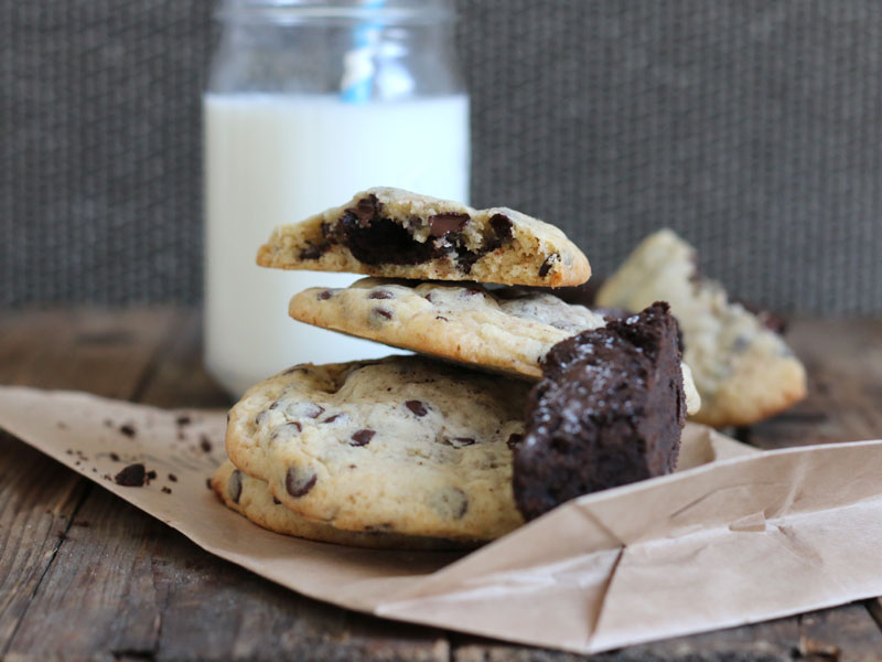 Brownie Stuffed Chocolate Chip Cookies | Bake to the roots