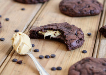Peanut Butter & Nutella Stuffed Chocolate Chip Cookies | Bake to the roots