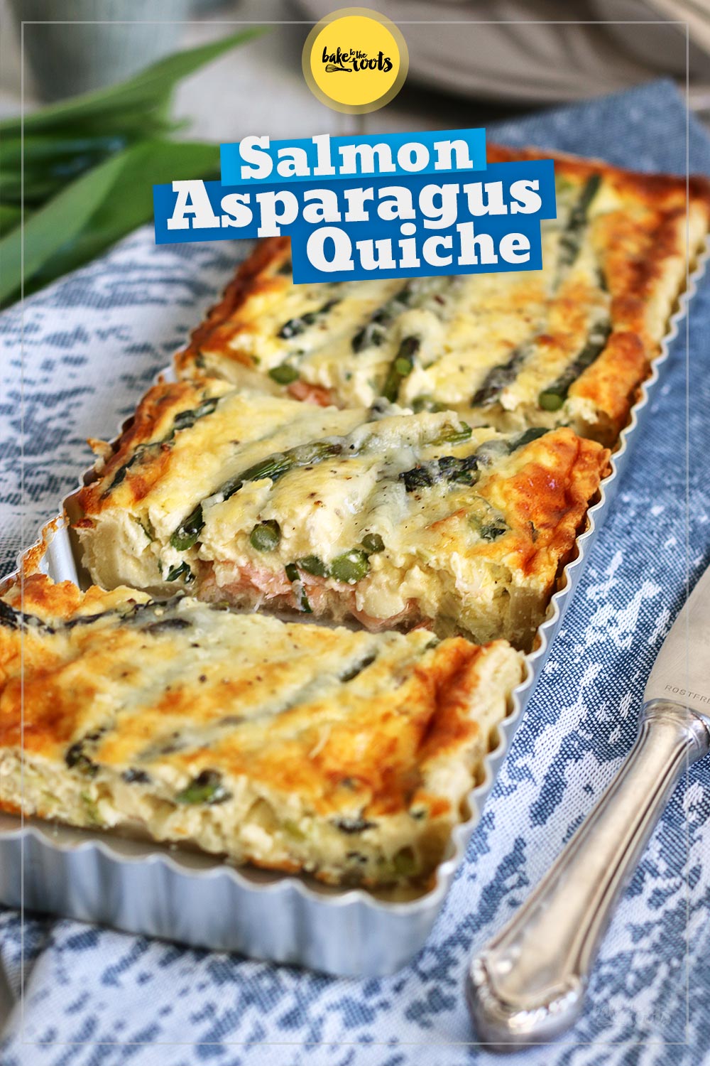 Smoked Salmon & Green Asparagus Quiche | Bake to the roots