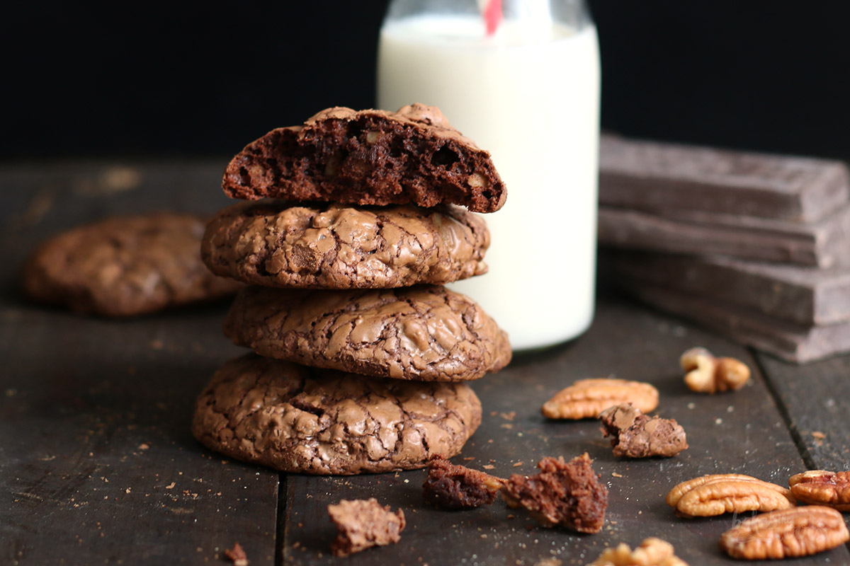 Double Chocolate Walnut Pecan Cookies | Bake to the roots