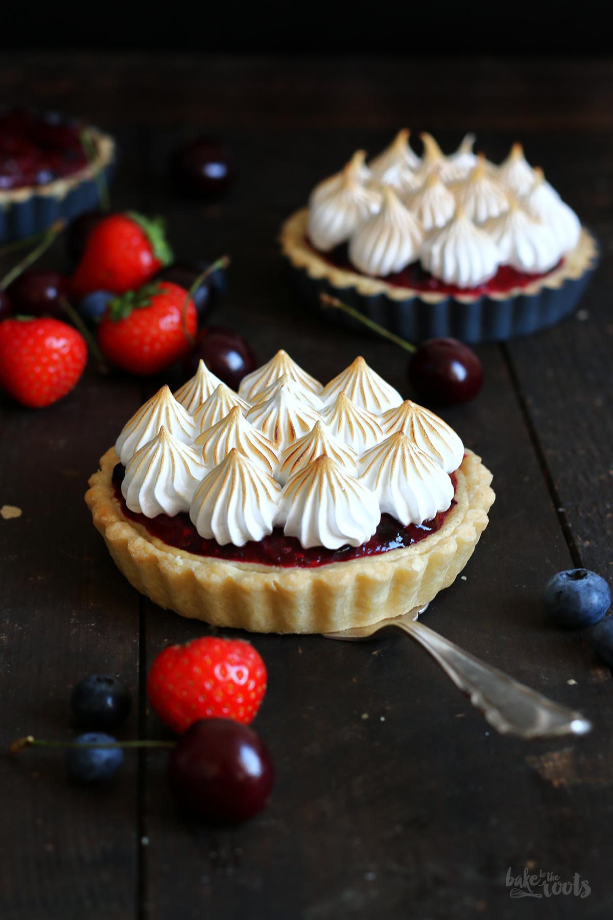 Wild Berry Mascarpone Meringue Tartlets | Bake to the roots