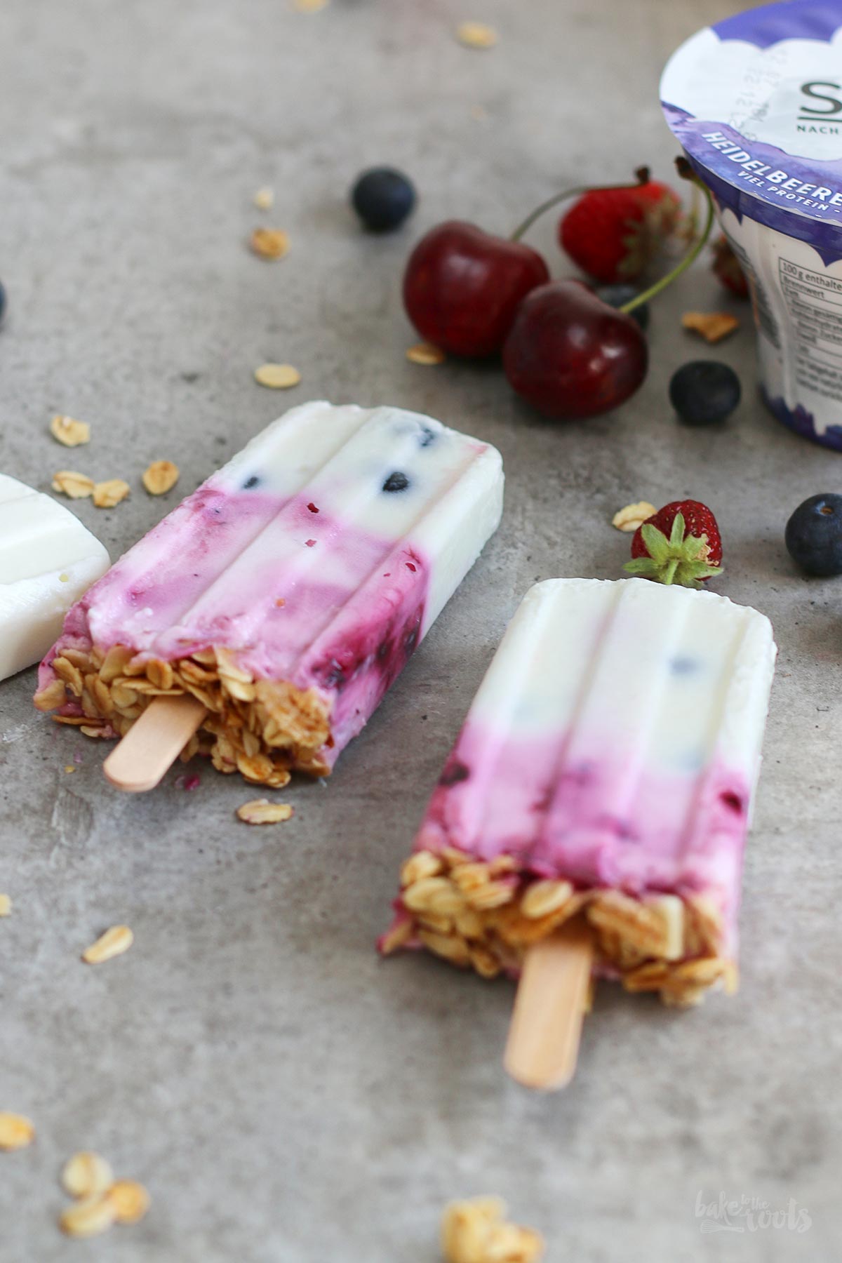 Popsicles mit Skyr & Granola | Bake to the roots