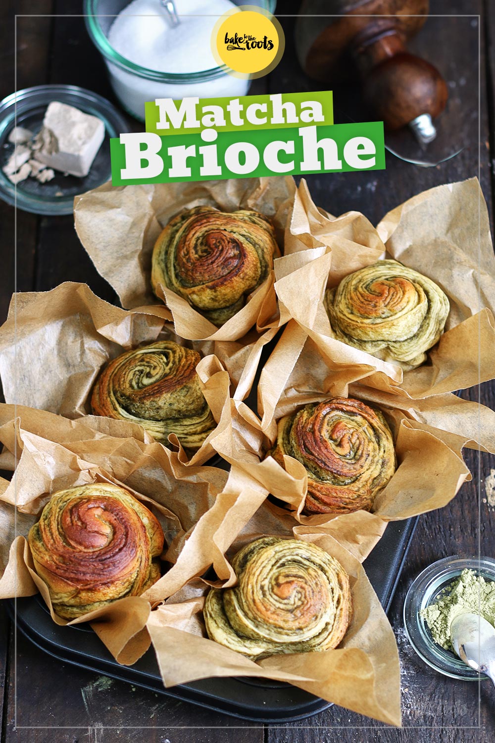Brioche mit Matcha (aka. Matcha Cruffins) | Bake to the roots