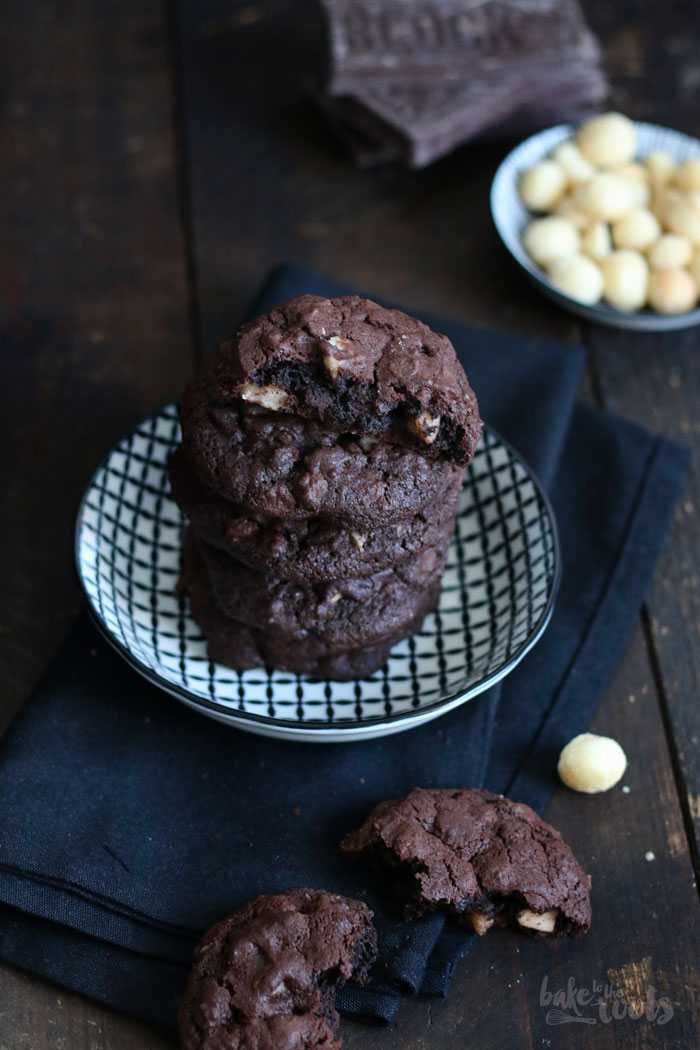 Double Chocolate Macadamia Nut Cookies | Bake to the roots