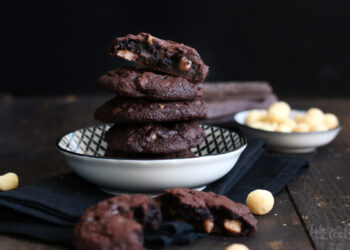 Double Chocolate Macadamia Nut Cookies | Bake to the roots