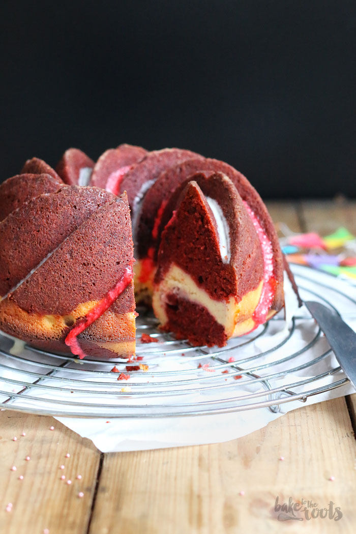 Red Velvet Cheesecake Bundt Cake | Bake to the roots