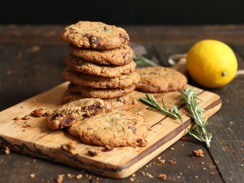 Rosemary Lemon Chocolate Cookies | Bake to the roots