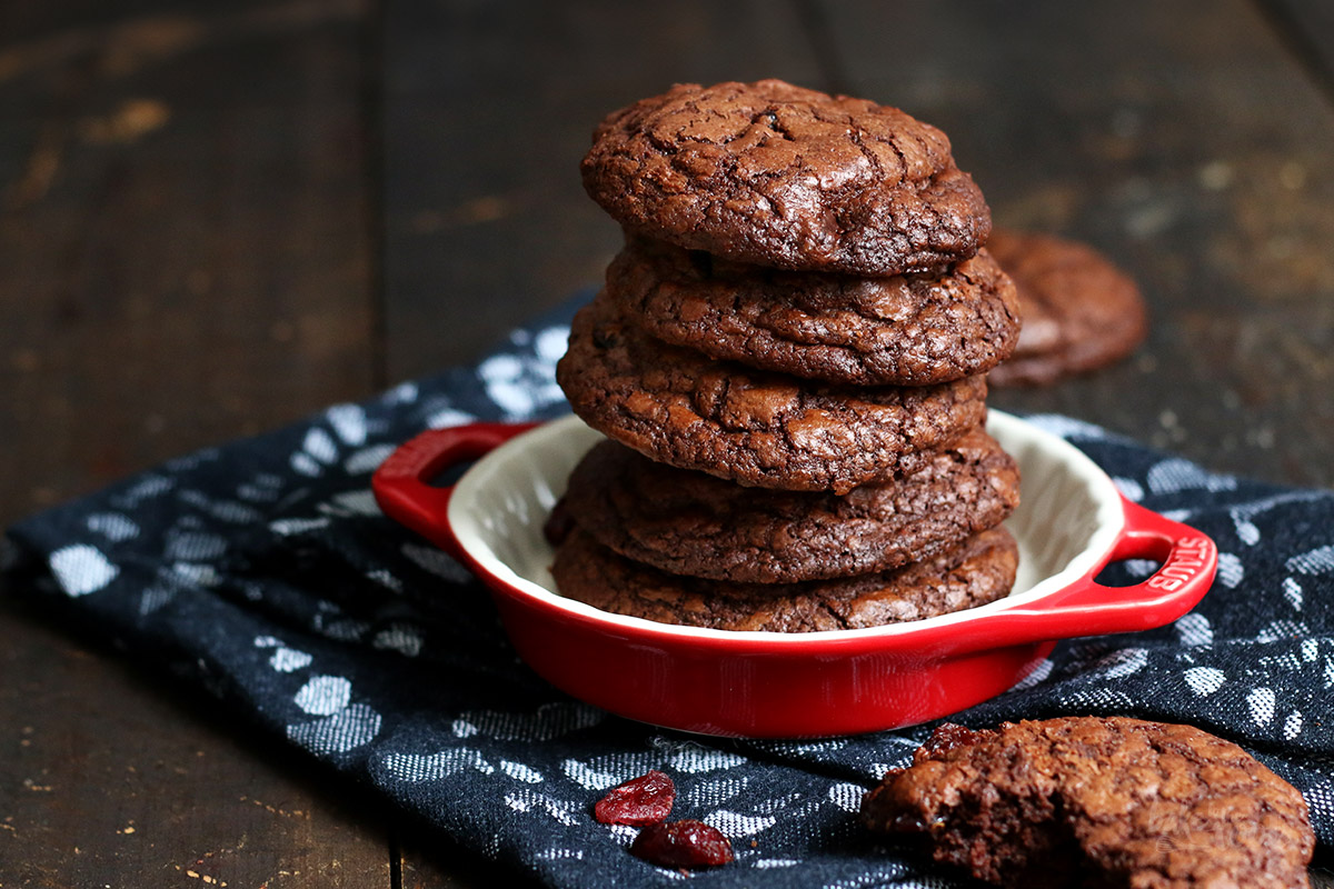 Double Chocolate Cranberry Cookies | Bake to the roots