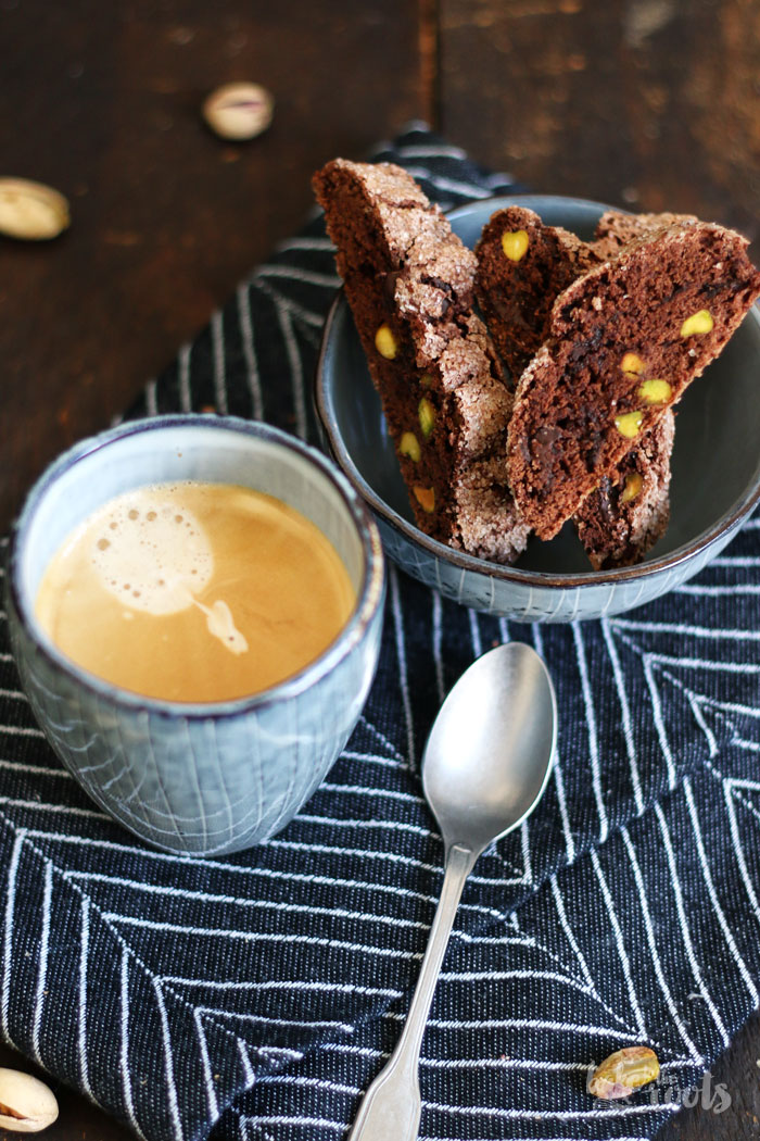 Chocolate Pistachio Biscotti | Bake to the roots