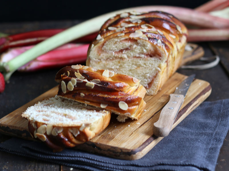 Rhubarb Strawberry Almond Swirl Bread | Bake to the roots