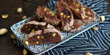 Chocolate & Pistachio Biscotti | Bake to the roots