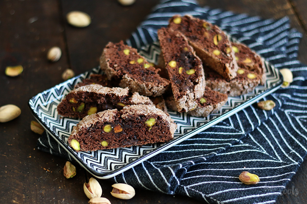 Chocolate & Pistachio Biscotti | Bake to the roots