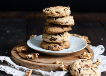 Vegan Walnut Chocolate Chip Cookies | Bake to the roots