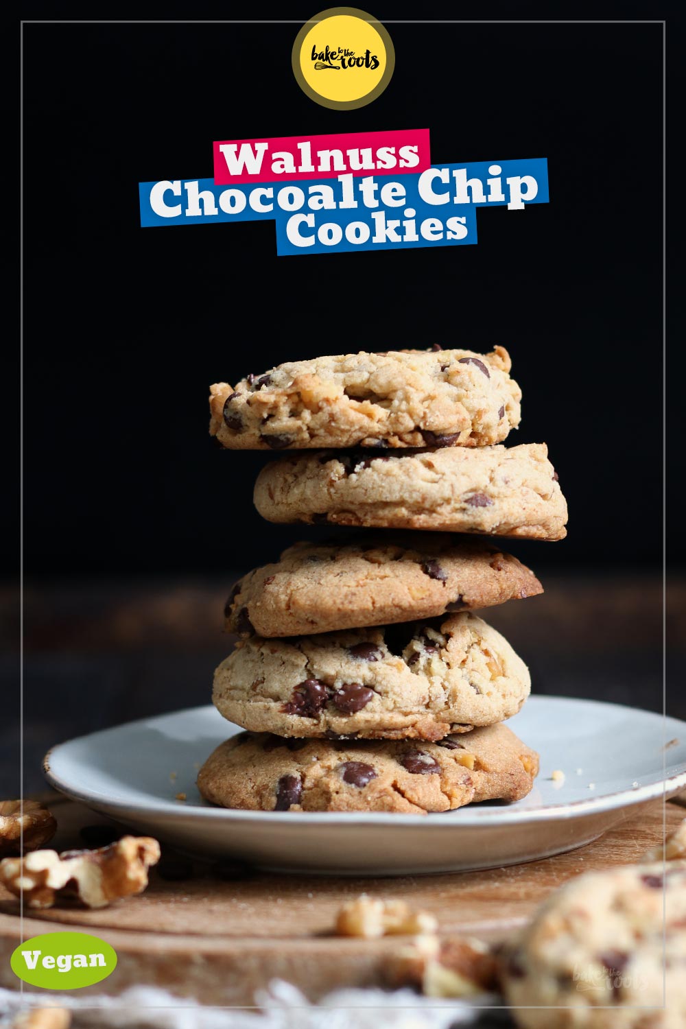 Vegane Walnuss Chocolate Chip Cookies | Bake to the roots