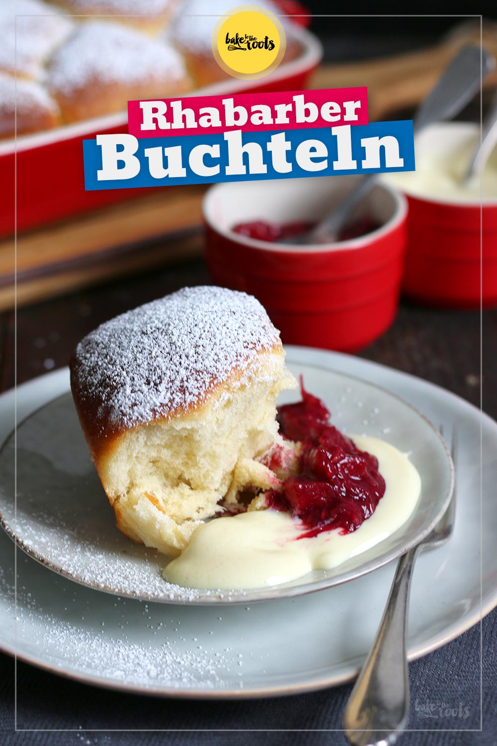 Buchteln mit Rhabarber Ingwer Kompott | Bake to the roots