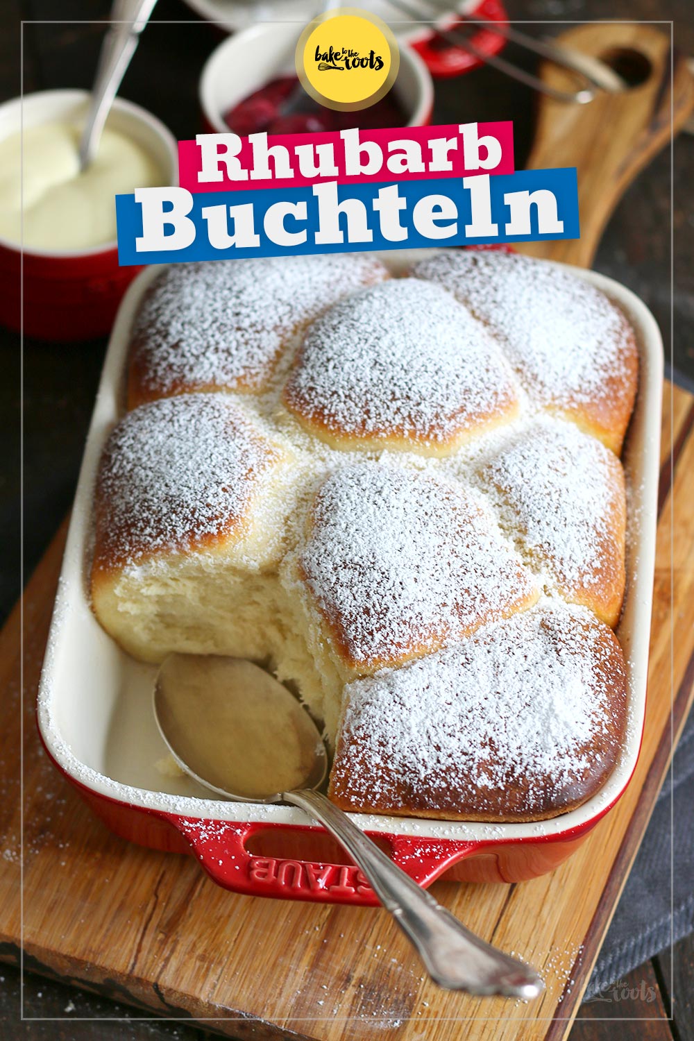 Buchteln (Yeast Dumplings) with Rhubarb Ginger Compote | Bake to the roots