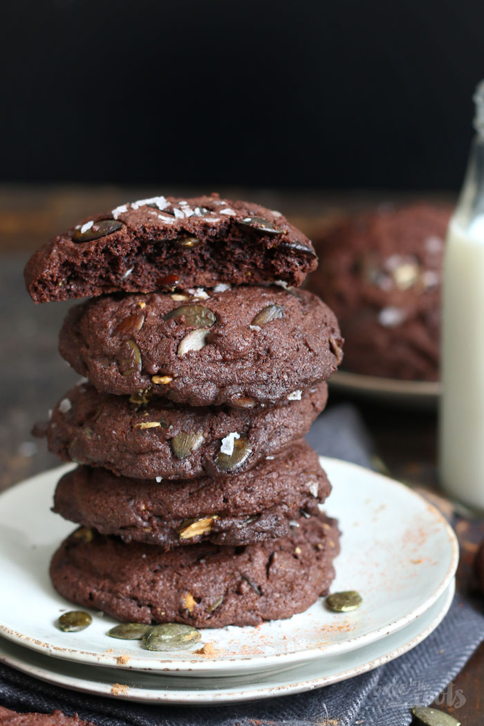 Double Chocolate Pumpkin Seed Cookies | Bake to the roots
