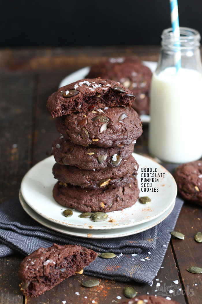 Double Chocolate Pumpkin Seed Cookies | Bake to the roots