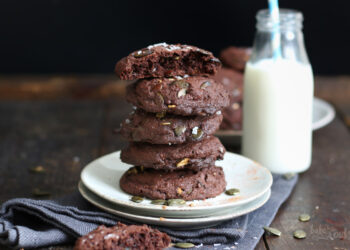 Double Chocolate Pumpkin Seed Cookies | Bake to the roots