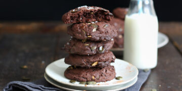 Double Chocolate Pumpkin Seed Cookies | Bake to the roots