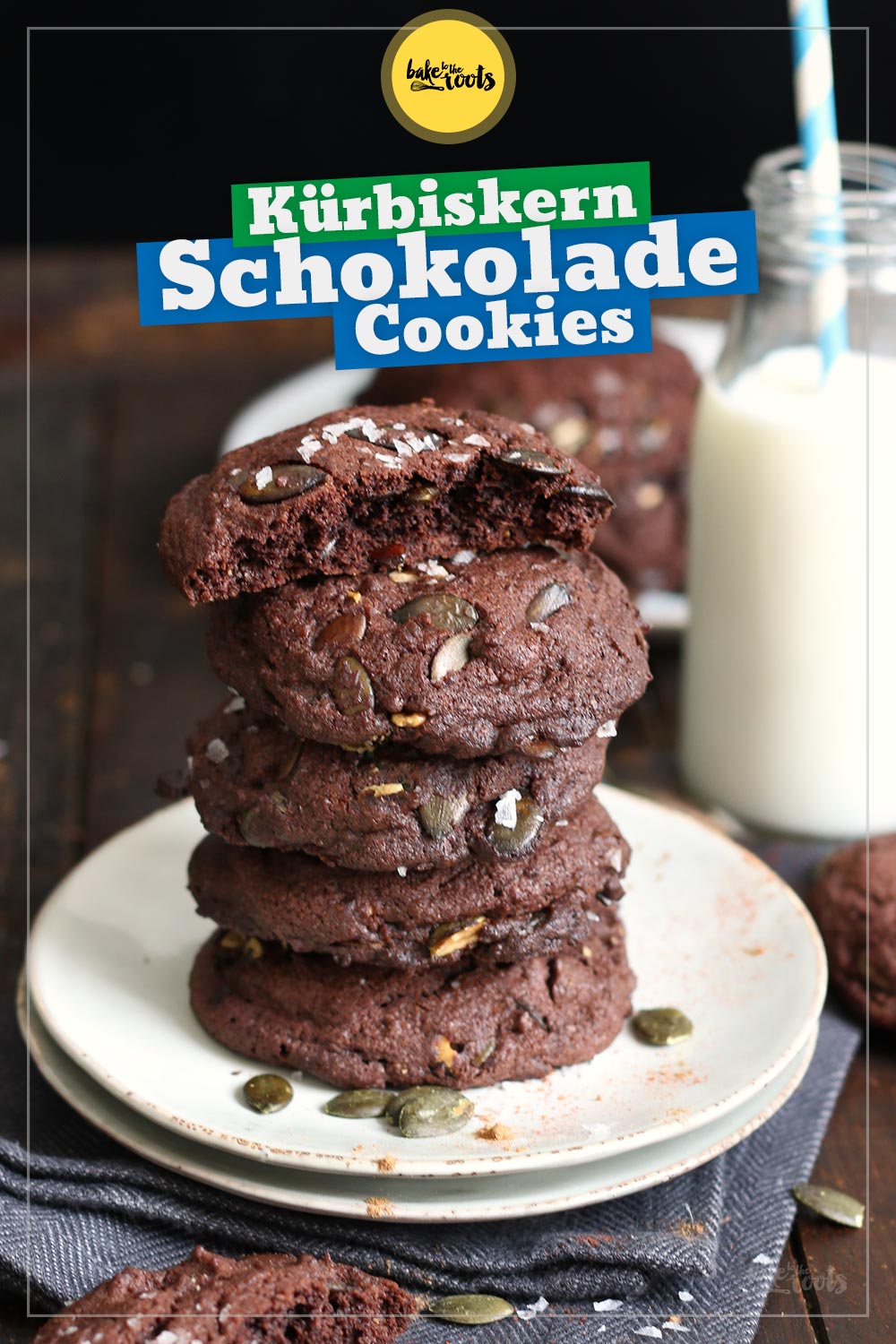 Double Chocolate Kürbiskern Cookies | Bake to the roots
